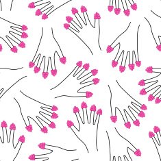 Raspberries on all fingers hand seamless pattern