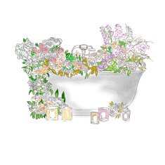 Bathtub with flowers and candels