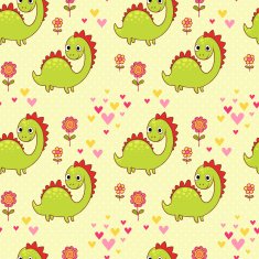 Seamless pattern with dinosaurs in cartoon vector