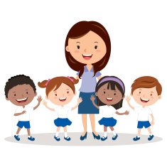 Cheerful teacher and school kids N2