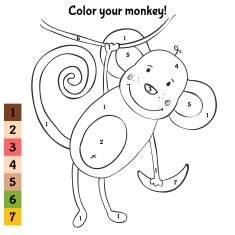 Black and white coloring with cute monkey
