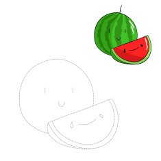 Educational game connect dots draw watermelon