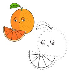 Educational game connect dots draw orange vector