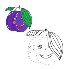 Educational game connect dots draw plum vector