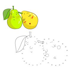 Educational game connect dots draw pear vector