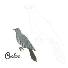 Educational game connect dots to draw cuckoo bird