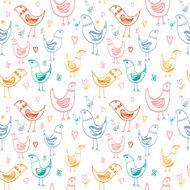 hand drawn seamless background with birds