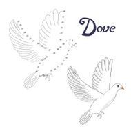 Educational game connect dots to draw dove bird N2