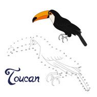 Educational game connect dots to draw toucan bird N2