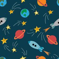 Seamless pattern with space elements