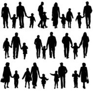 Black silhouettes Family on white background Vector