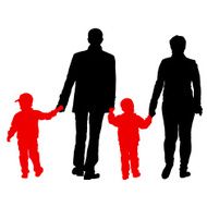 Black silhouettes Family on white background Vector N2