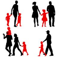 Silhouettes Family on white background Vector illustration