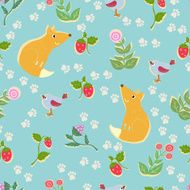 Seamless pattern with cute fox