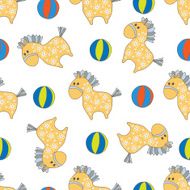 Seamless pattern with cute horse