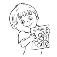 Coloring Page Outline Of a boy with picture