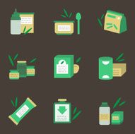 Baby nutrition flat color vector icons