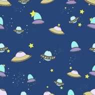 Space seamless pattern cartoon vector illustration