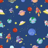 Space seamless pattern cartoon vector illustration N2
