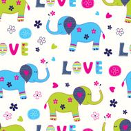 Seamless pattern with cute elephants