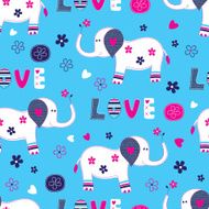 Seamless pattern with cute elephants N2