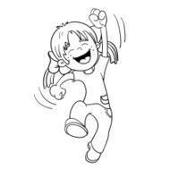 Coloring Page Outline Of A Cartoon Jumping Girl