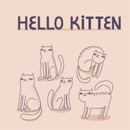 Vector card with funny cats and text &quot;hello kitten&quot;