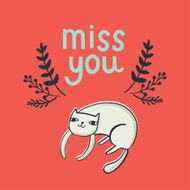 Vector card with funny cats and text &quot;miss you&quot;