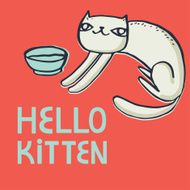 Vector card with funny cat and text &quot;hello kitten&quot;