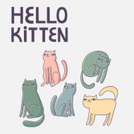Vector card with funny cats and text &quot;hello kitten&quot; N5