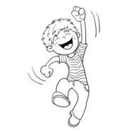 Coloring Page Outline Of A Cartoon Jumping Boy