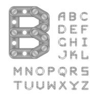 Latin Alphabet Made With Metal Elements Of Constructor All The