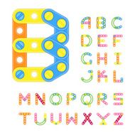 Colorful Latin Alphabet Made With Plastic Elements Of Constructor