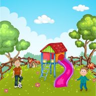 Illustration with children playing