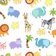 Seamless pattern with african animals