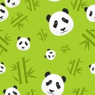 Panda and bamboo seamless pattern Vector