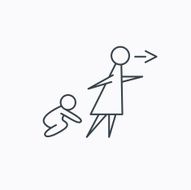 Unattended baby icon Babysitting sign