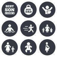 People family icons Swimming baby signs