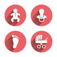 Baby infants icons Buggy and dummy symbols N3