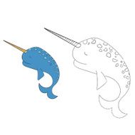 Connect the dots game narwhal vector illustration