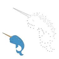 Connect the dots game narwhal vector illustration N2