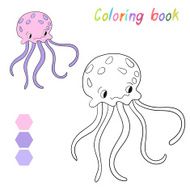 Coloring book jellyfish kids layout for game