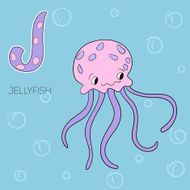 Alphabet letter J jellyfish children vector