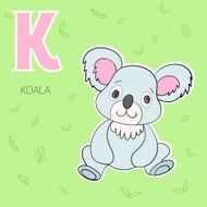 Alphabet letter K koala children vector