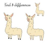 Find differences kids layout for game lama