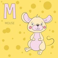 Alphabet letter M mouse children vector