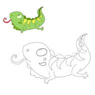 Connect the dots game iguana vector illustration