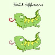 Find differences kids layout for game iguana