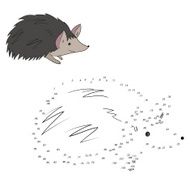 Connect the dots game hedgehog vector illustration