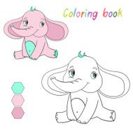 Coloring book elephant kids layout for game